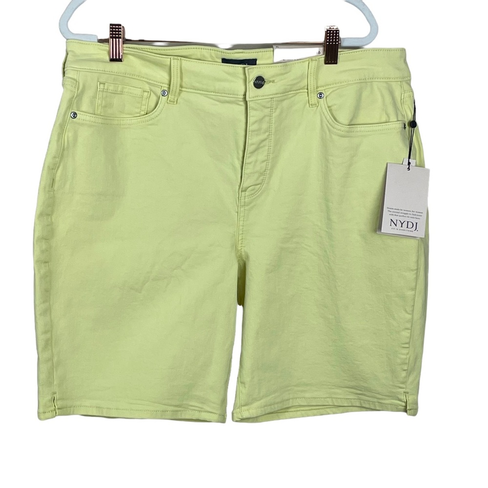 NYDJ  Ella short jeans side hem slit chartreuse lift tuck technology